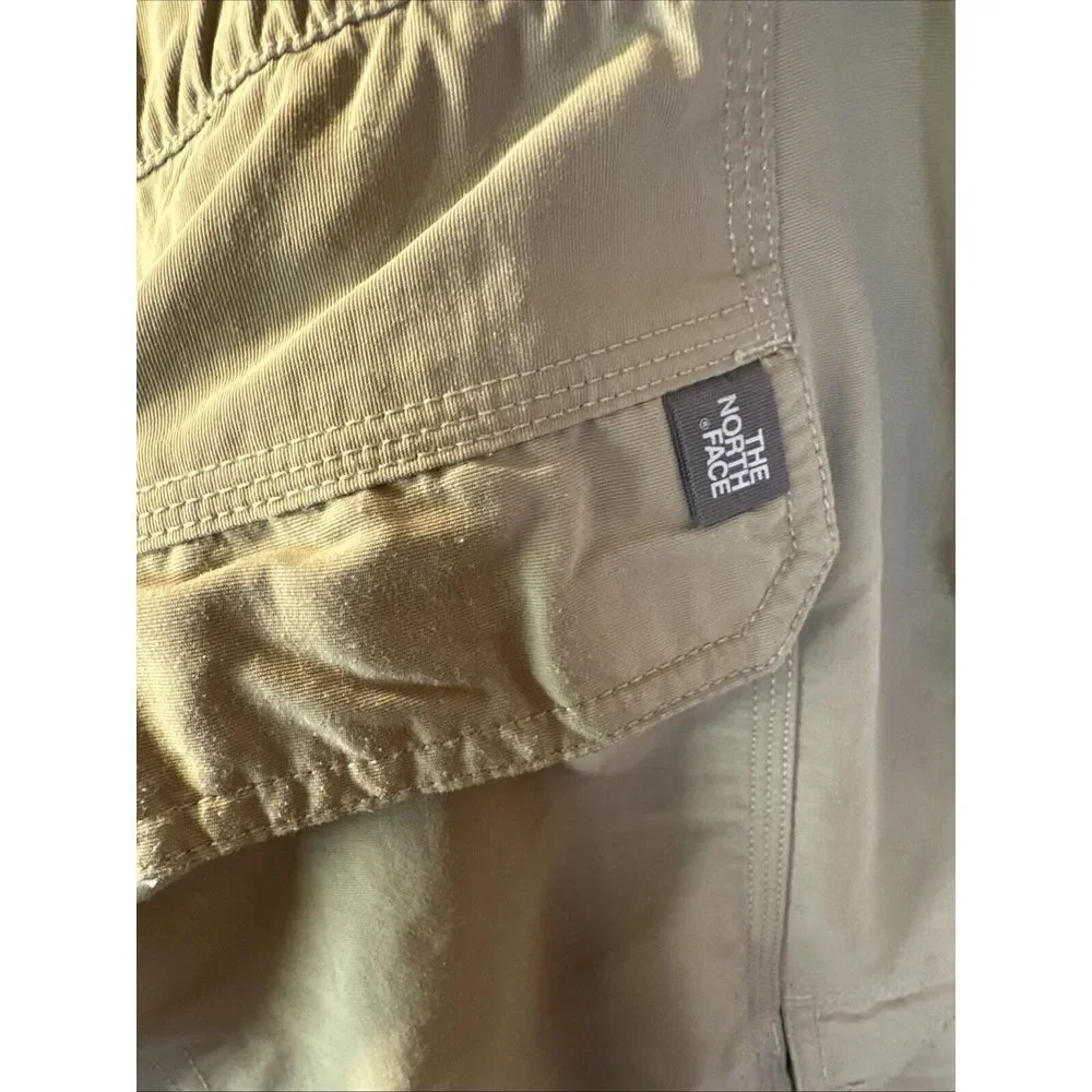 North Face Hiking Pant Mens XL Khaki Convertible Zip Shorts Elastic Waist Cargo‎